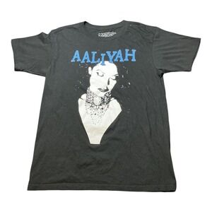 Aaliyah Graphic T-Shirt Black Blue Portrait R&B Music Tee Mens Medium